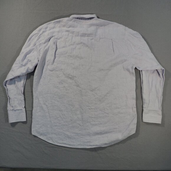 Tommy Bahama Shirt Mens Large Purple Check Monochrome Linen Beach Yacht Coastal - Picture 2 of 9